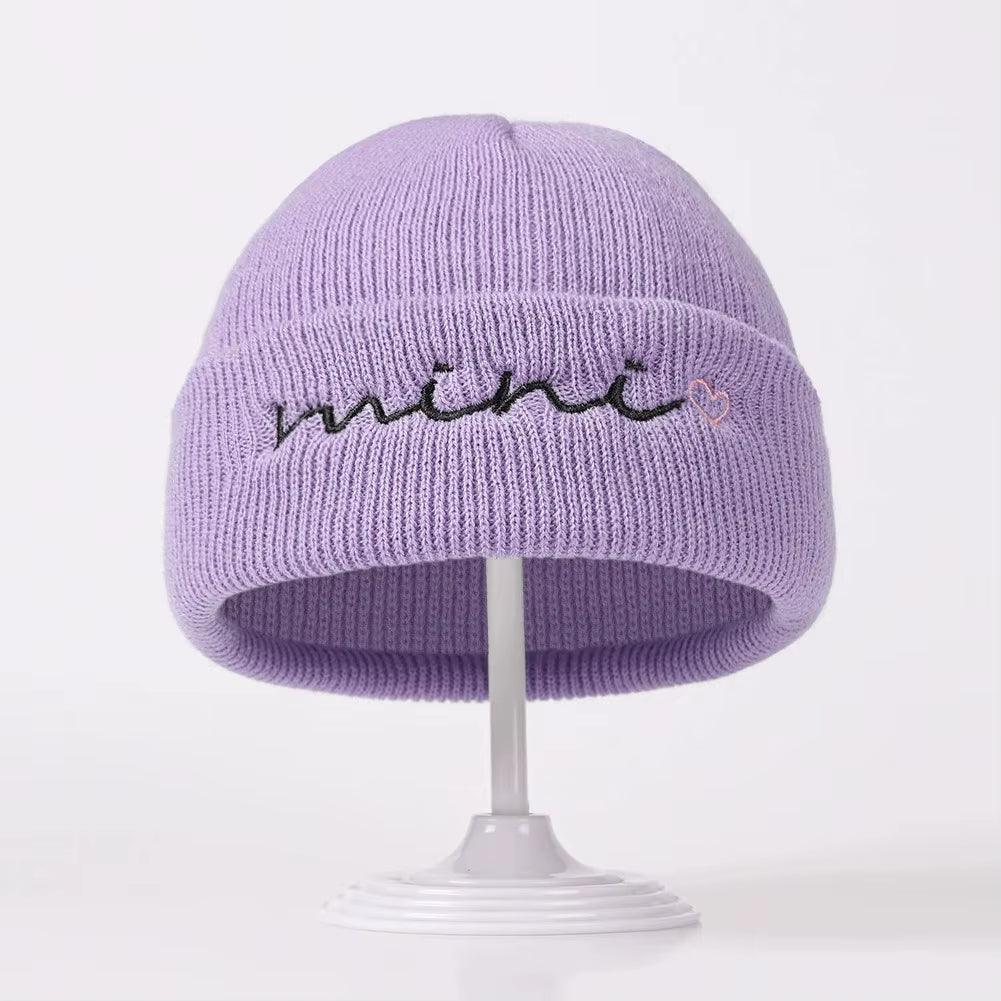 0-3Y Knitted Beanie for Baby Girls Baby Boys Winter Warm Hat Letter Mini Printed Knitting Bonnet Newborn Infant Knit Hat Beanies