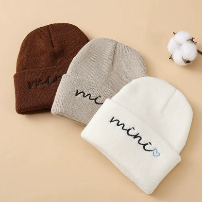 0-3Y Knitted Beanie for Baby Girls Baby Boys Winter Warm Hat Letter Mini Printed Knitting Bonnet Newborn Infant Knit Hat Beanies