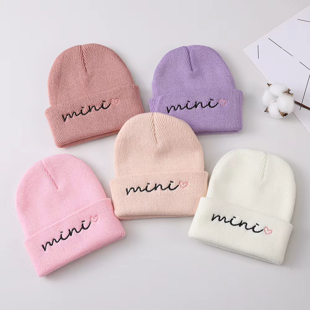 0-3Y Knitted Beanie for Baby Girls Baby Boys Winter Warm Hat Letter Mini Printed Knitting Bonnet Newborn Infant Knit Hat Beanies