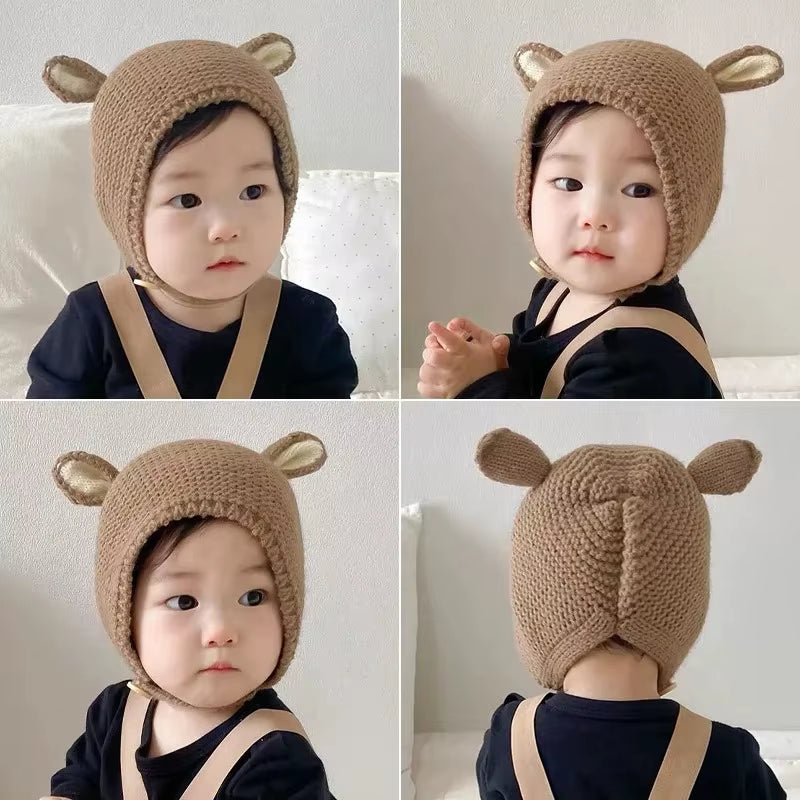 0-2 Years Baby Hat Autumn Winter Ear Rabbit Knitted Kids Hat Infant Girls Baby Boys Cute Wool Hat Baby Accessories Newborn