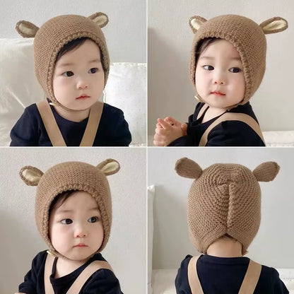 0-2 Years Baby Hat Autumn Winter Ear Rabbit Knitted Kids Hat Infant Girls Baby Boys Cute Wool Hat Baby Accessories Newborn