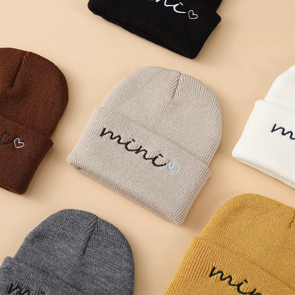 0-3Y Knitted Beanie for Baby Girls Baby Boys Winter Warm Hat Letter Mini Printed Knitting Bonnet Newborn Infant Knit Hat Beanies