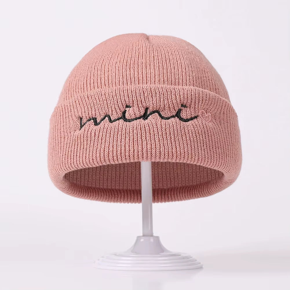 0-3Y Knitted Beanie for Baby Girls Baby Boys Winter Warm Hat Letter Mini Printed Knitting Bonnet Newborn Infant Knit Hat Beanies