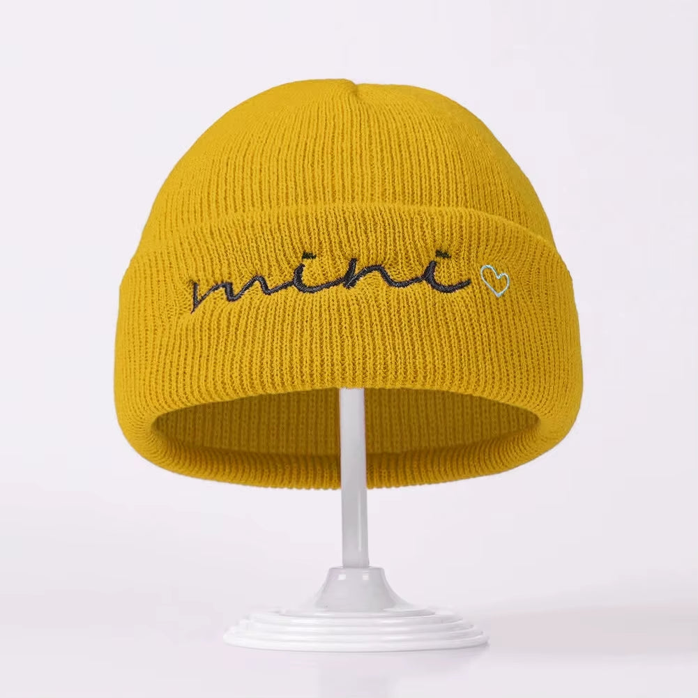 0-3Y Knitted Beanie for Baby Girls Baby Boys Winter Warm Hat Letter Mini Printed Knitting Bonnet Newborn Infant Knit Hat Beanies