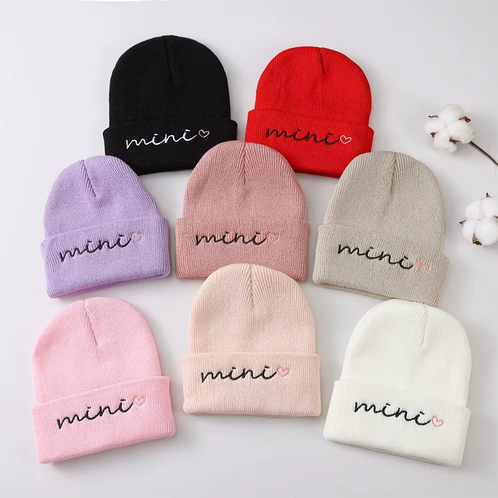 0-3Y Knitted Beanie for Baby Girls Baby Boys Winter Warm Hat Letter Mini Printed Knitting Bonnet Newborn Infant Knit Hat Beanies