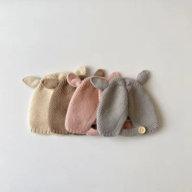 0-2 Years Baby Hat Autumn Winter Ear Rabbit Knitted Kids Hat Infant Girls Baby Boys Cute Wool Hat Baby Accessories Newborn