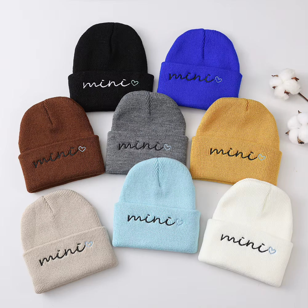 0-3Y Knitted Beanie for Baby Girls Baby Boys Winter Warm Hat Letter Mini Printed Knitting Bonnet Newborn Infant Knit Hat Beanies