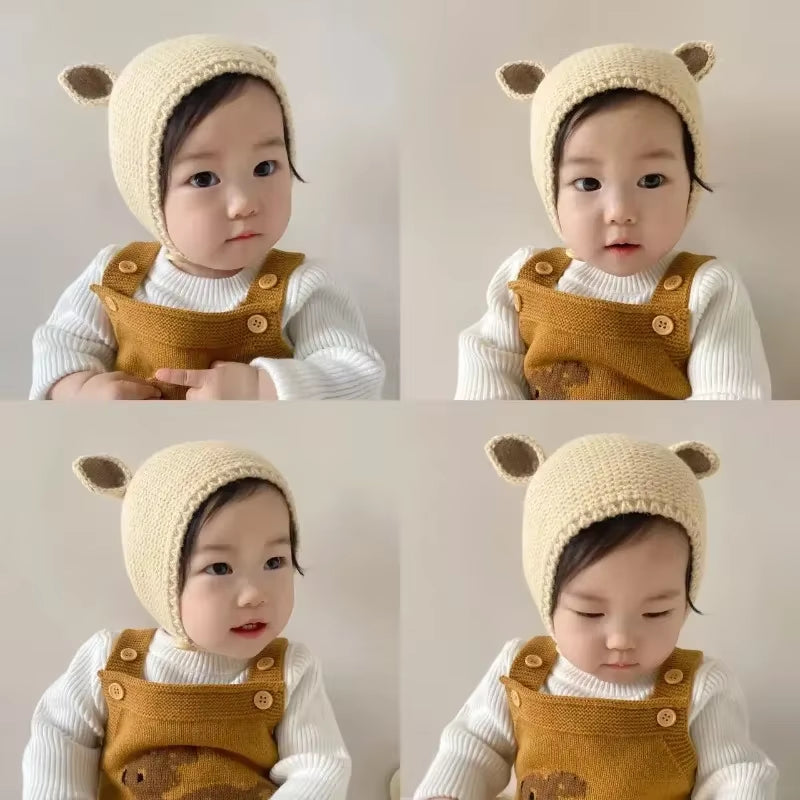 0-2 Years Baby Hat Autumn Winter Ear Rabbit Knitted Kids Hat Infant Girls Baby Boys Cute Wool Hat Baby Accessories Newborn
