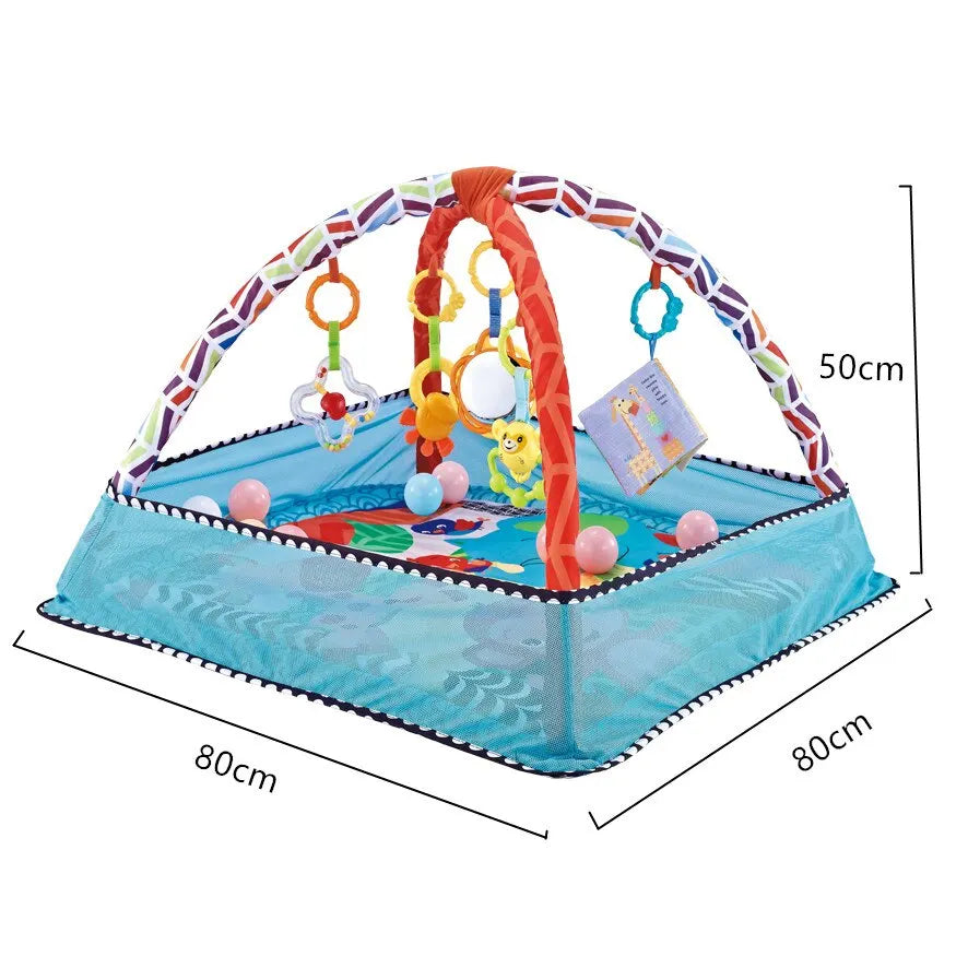 Offrez à votre bébé un espace sûr, confortable et ludique avec ce tapis d’éveil multifonction. Équipé d’une arche d’activités, d’une barrière de protection et de jouets suspendus, il stimule l’éveil sensoriel et moteur de votre enfant tout en garantissant sa sécurité. Parfait pour les moments de jeu, de détente ou de découverte, dès la naissance.