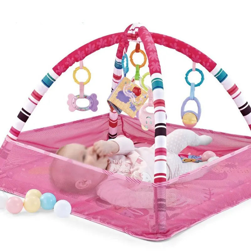Offrez à votre bébé un espace sûr, confortable et ludique avec ce tapis d’éveil multifonction. Équipé d’une arche d’activités, d’une barrière de protection et de jouets suspendus, il stimule l’éveil sensoriel et moteur de votre enfant tout en garantissant sa sécurité. Parfait pour les moments de jeu, de détente ou de découverte, dès la naissance.