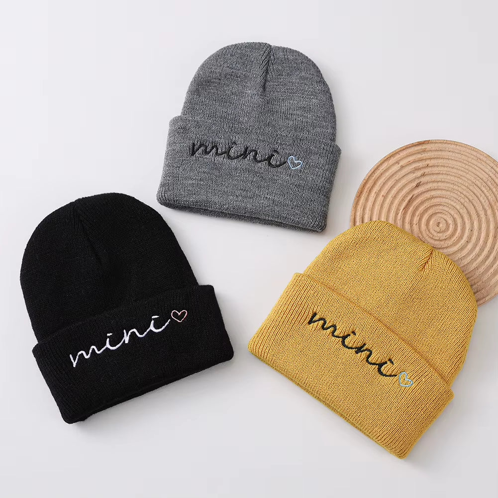 0-3Y Knitted Beanie for Baby Girls Baby Boys Winter Warm Hat Letter Mini Printed Knitting Bonnet Newborn Infant Knit Hat Beanies