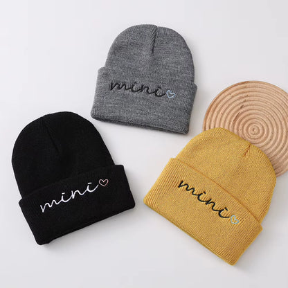 0-3Y Knitted Beanie for Baby Girls Baby Boys Winter Warm Hat Letter Mini Printed Knitting Bonnet Newborn Infant Knit Hat Beanies