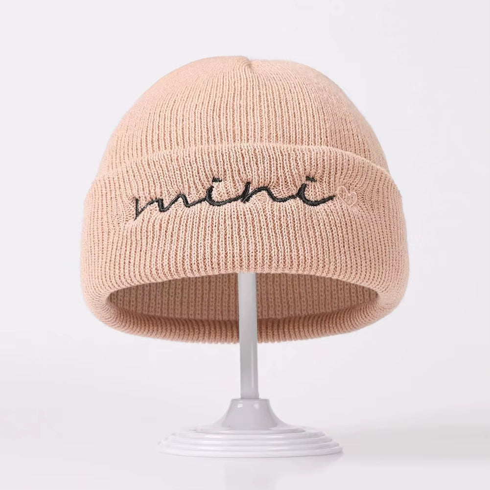 0-3Y Knitted Beanie for Baby Girls Baby Boys Winter Warm Hat Letter Mini Printed Knitting Bonnet Newborn Infant Knit Hat Beanies